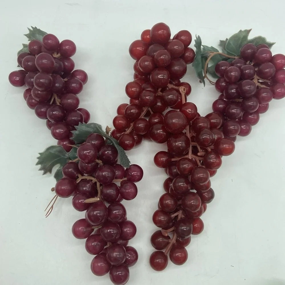 Faux Plastic Grape Clusters Set Of 12 Fake Rubber Decorative Fruit Table Decor